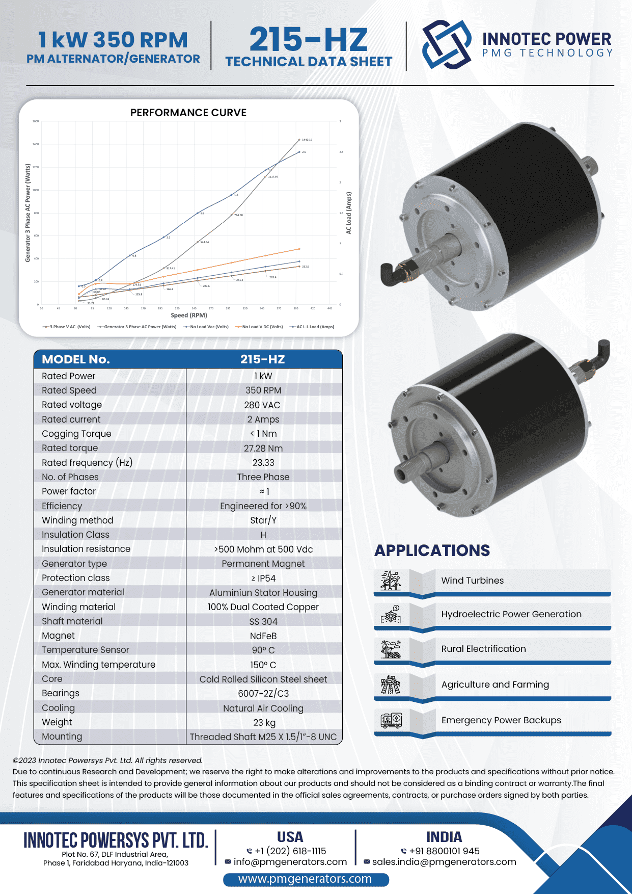 This is our 1kW Outrunner Wind Turbine Alternator for Applications at 350 RPM