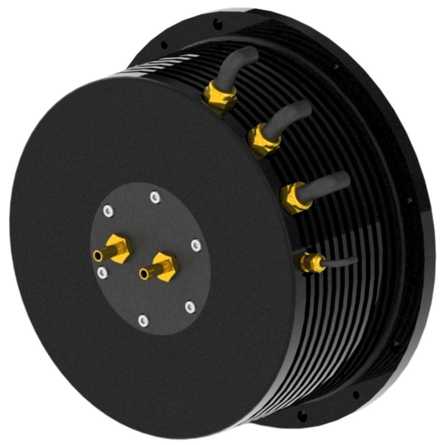 24 V engine‑mounted DC generator head (5–10 kW) ready for coupling.